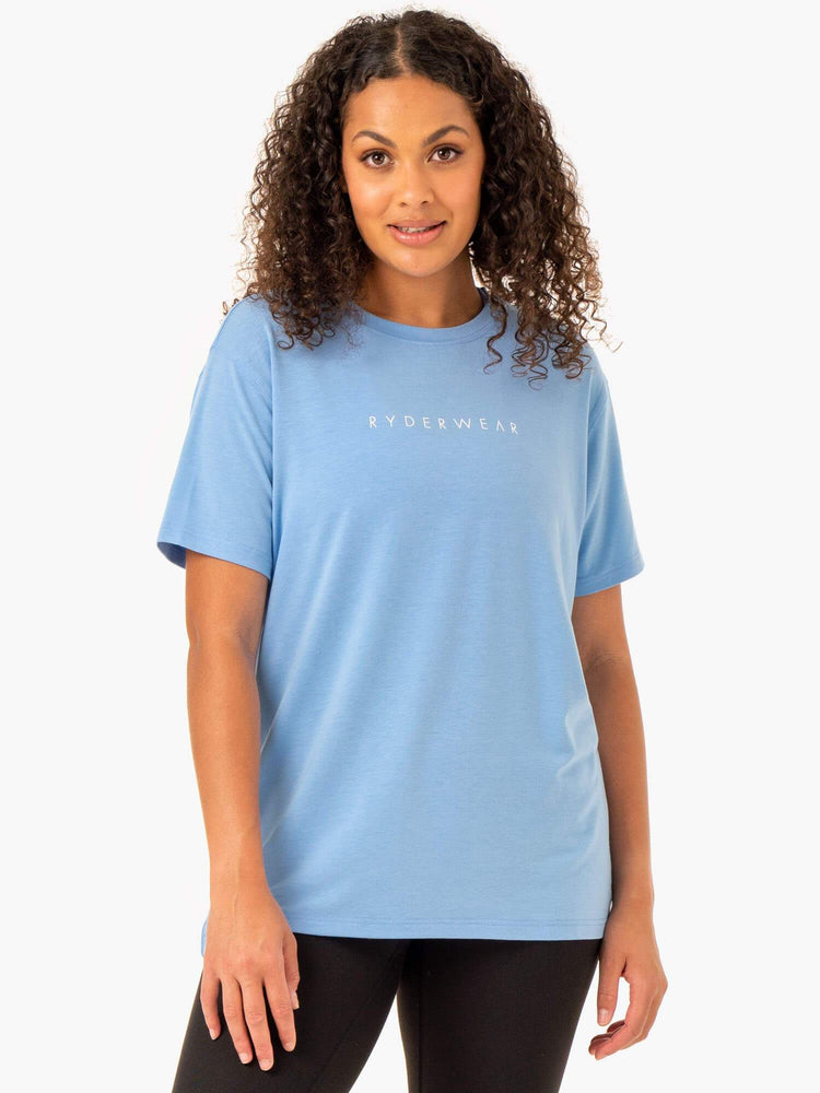 T Shirts Ryderwear Boyfriend Longline Bleu Femme | FDN-85137571