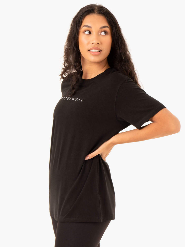 T Shirts Ryderwear Boyfriend Longline Noir Femme | MTX-44493689