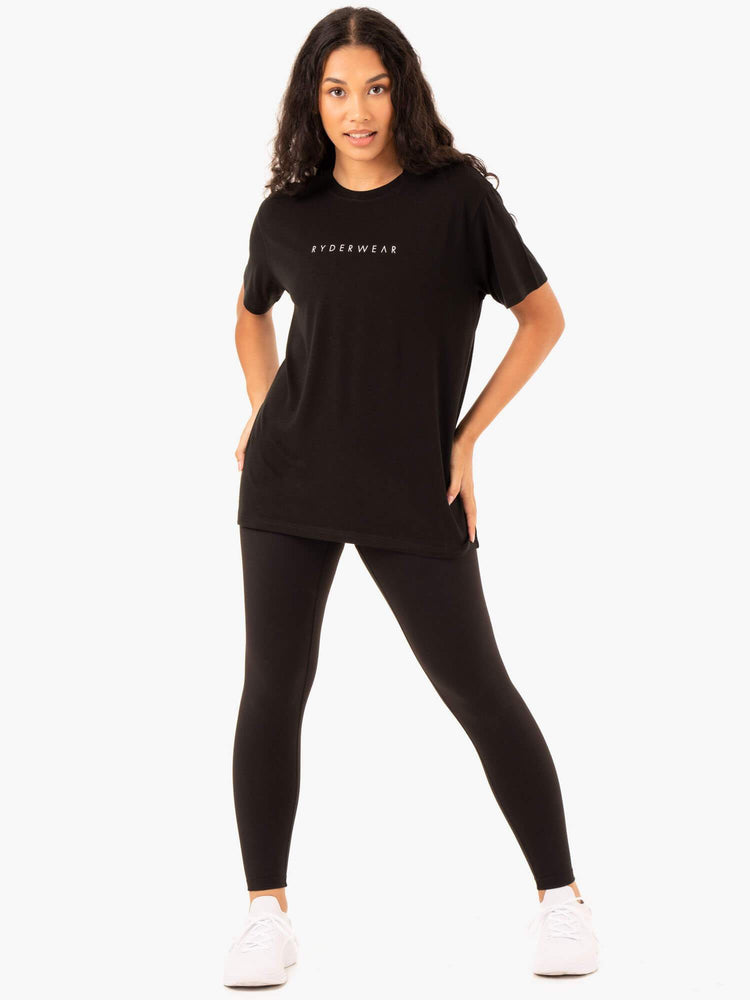 T Shirts Ryderwear Boyfriend Longline Noir Femme | MTX-44493689