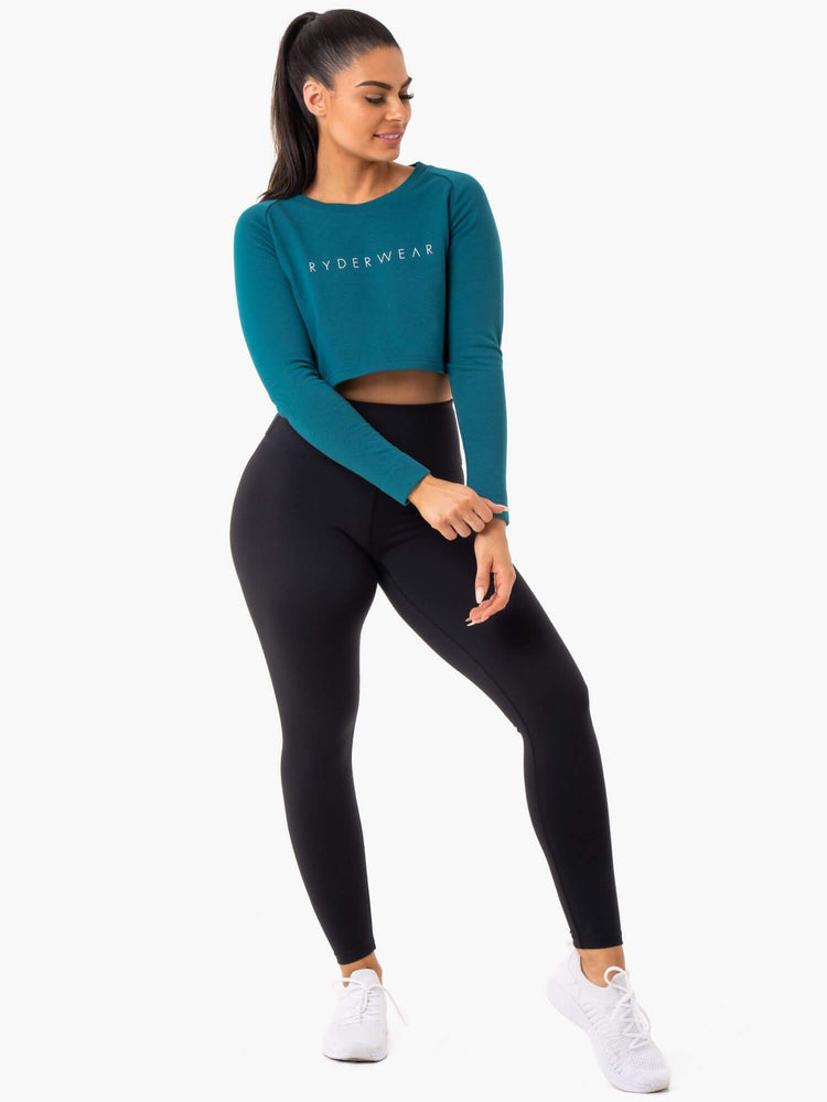 Chandails Ryderwear Staples Cropped Turquoise Femme | YHN-55894732