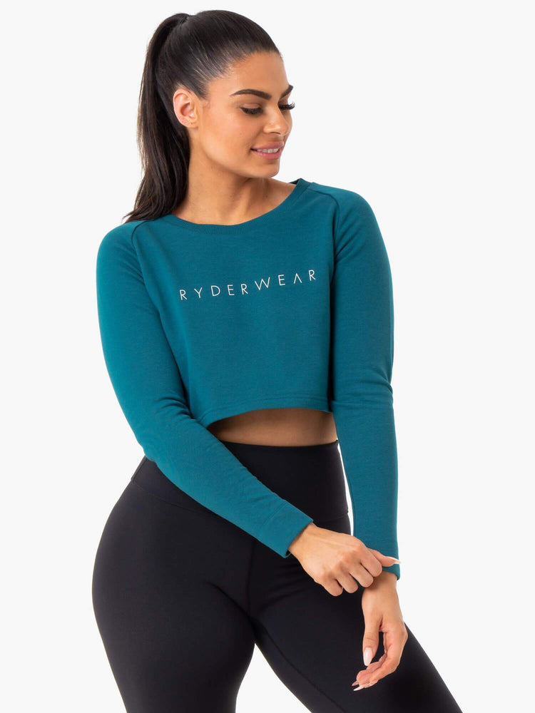 Chandails Ryderwear Staples Cropped Turquoise Femme | YHN-55894732