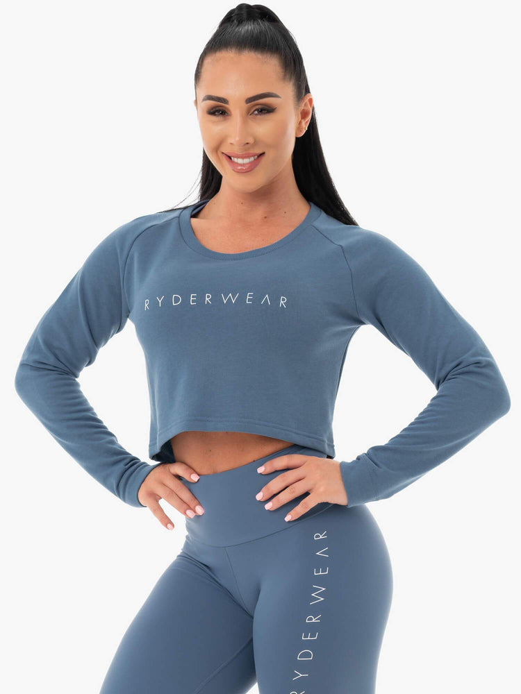 Chandails Ryderwear Staples Cropped Bleu Femme | OYB-21144237