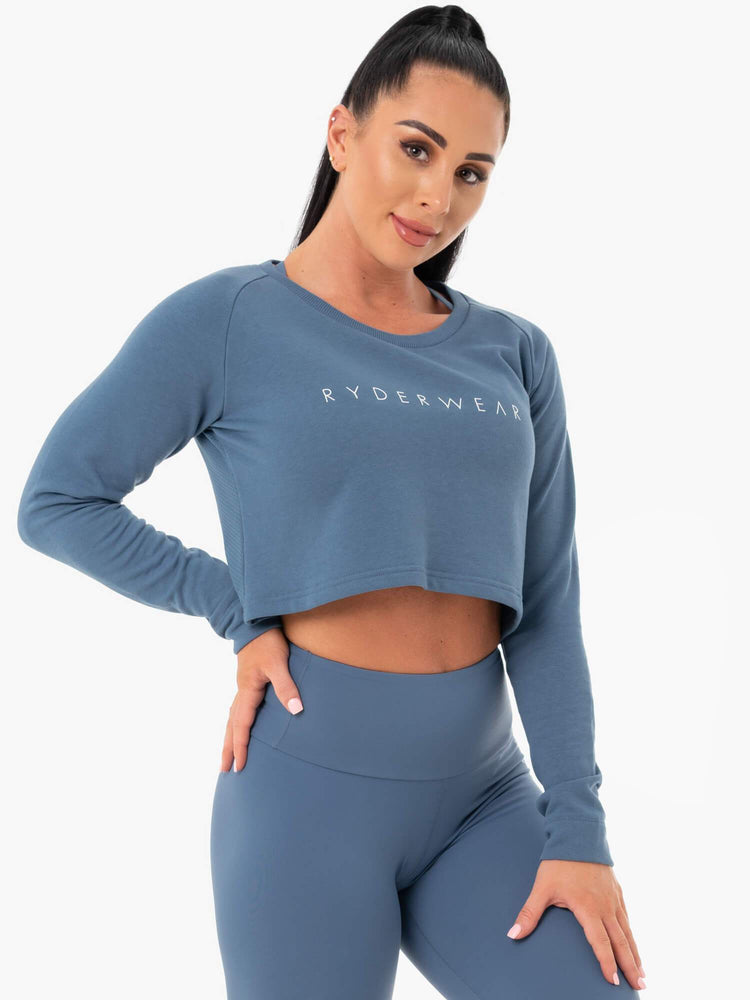 Chandails Ryderwear Staples Cropped Bleu Femme | OYB-21144237