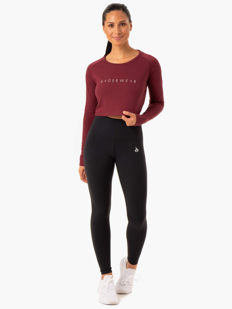 Chandails Ryderwear Staples Cropped Bordeaux Femme | IMC-44827411