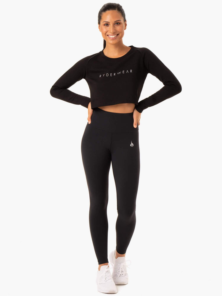 Chandails Ryderwear Staples Cropped Noir Femme | EHC-37146521