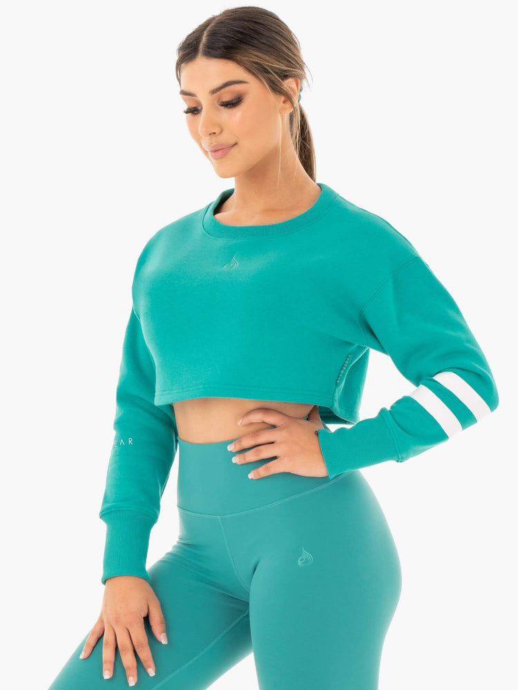 Chandails Ryderwear Motion Cropped Turquoise Femme | PVM-03121924