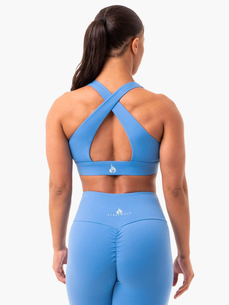 Soutien Gorge Sport Ryderwear Staples Cross Over Bleu Femme | JMY-58024489