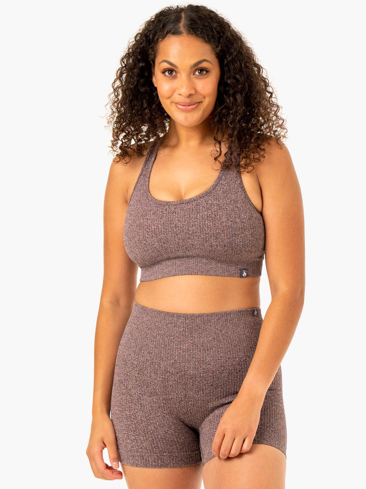 Soutien Gorge Sport Ryderwear Rib Seamless Chocolat Femme | JHI-15658238