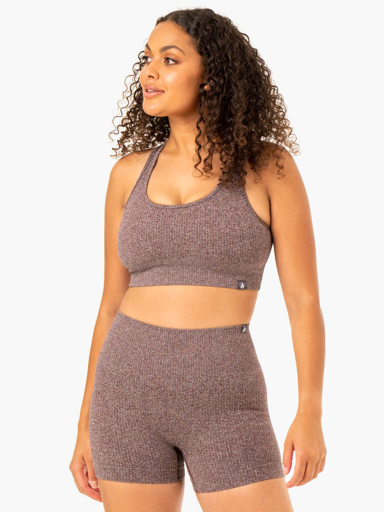 Soutien Gorge Sport Ryderwear Rib Seamless Chocolat Femme | JHI-15658238