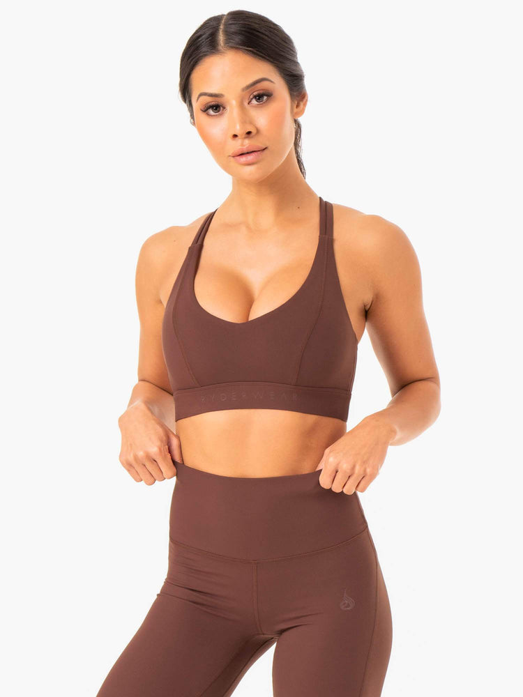 Soutien Gorge Sport Ryderwear Nkd Align Chocolat Femme | GBT-53629532