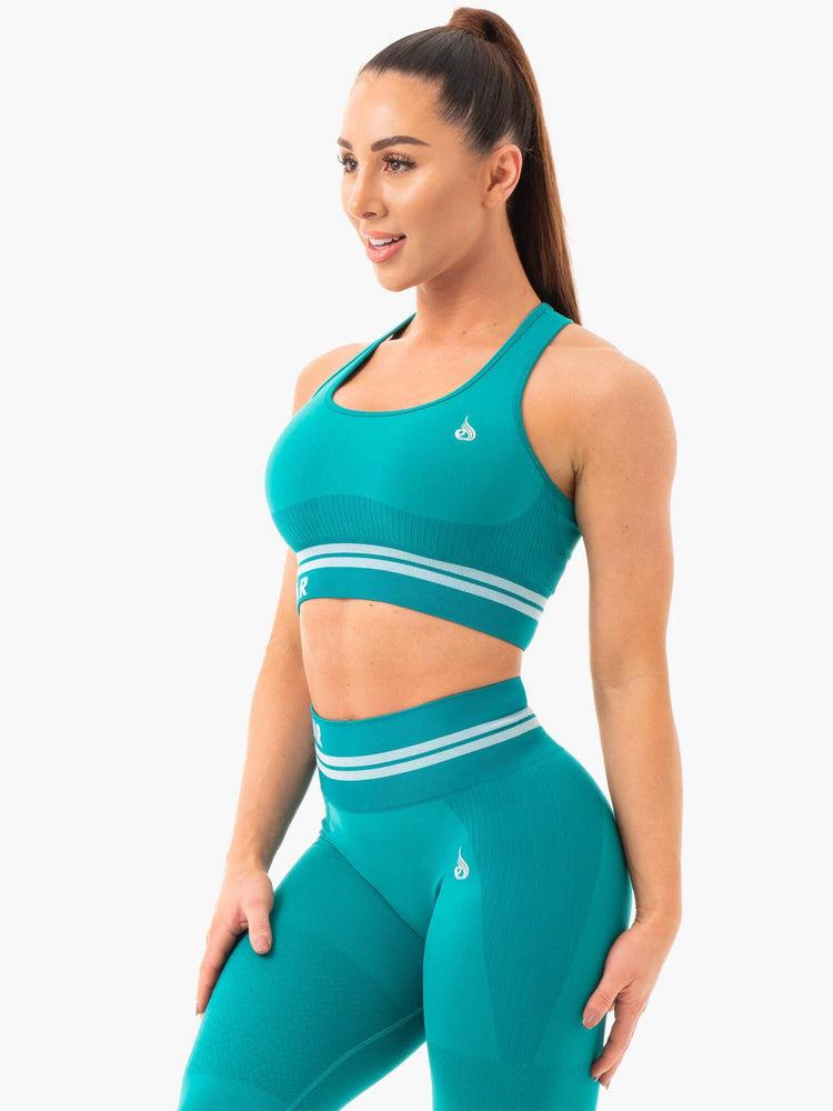 Soutien Gorge Sport Ryderwear Freestyle Seamless Longline Turquoise Femme | TMU-38411197