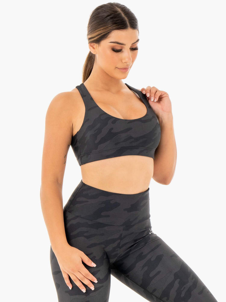 Soutien Gorge Sport Ryderwear Camo Noir Femme | IDI-98302270