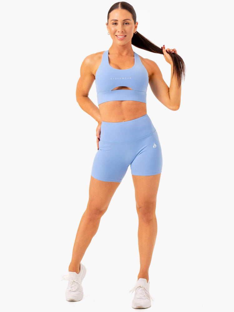 Shorts Ryderwear Vital Mid Length Scrunch Bleu Femme | XWK-55845224