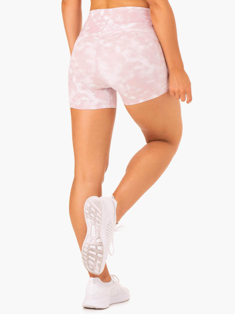 Shorts Ryderwear Tie Dye Mid Length Rose Femme | QUA-96273362