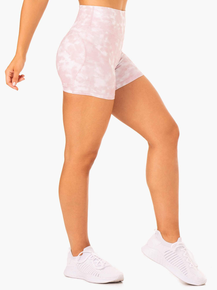 Shorts Ryderwear Tie Dye Mid Length Rose Femme | QUA-96273362