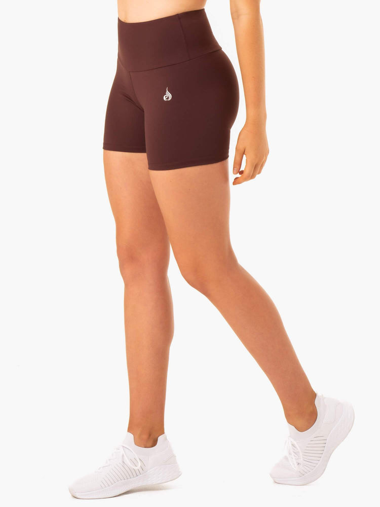 Shorts Ryderwear Staples Scrunch Bum Mid Length Chocolat Femme | YUQ-52661329