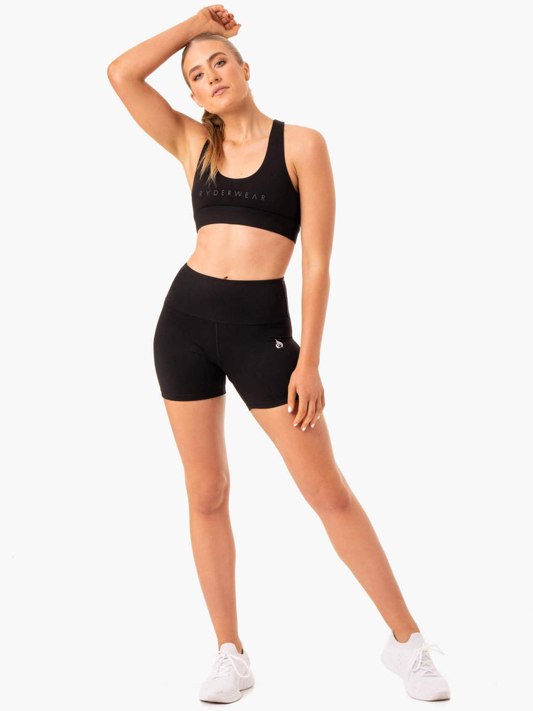 Shorts Ryderwear Staples Scrunch Bum Mid Length Noir Femme | KDE-72950936