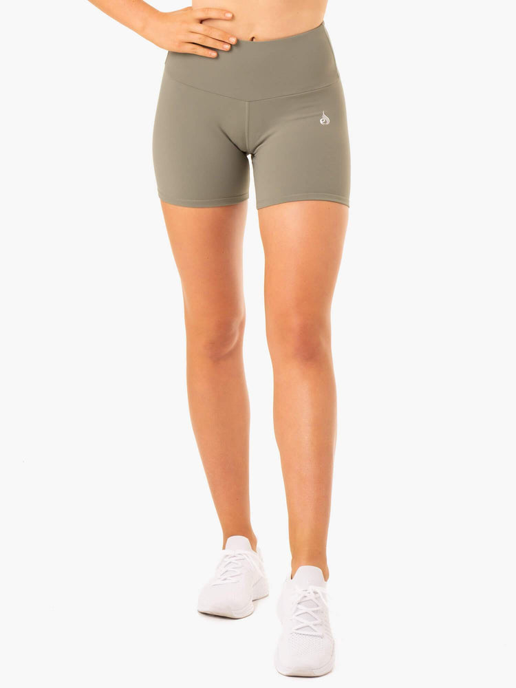 Shorts Ryderwear Staples Scrunch Bum Mid Length Kaki Femme | ZEF-80596024