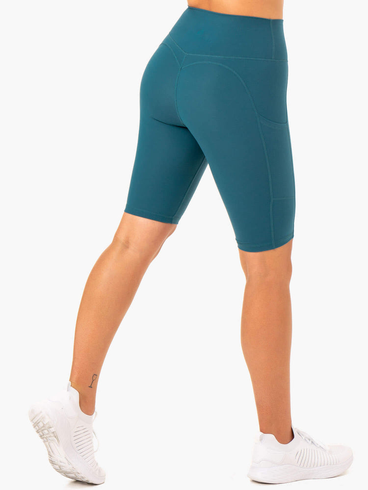 Shorts Ryderwear Reset High Waisted Pocket Bike Turquoise Femme | XOS-06509084