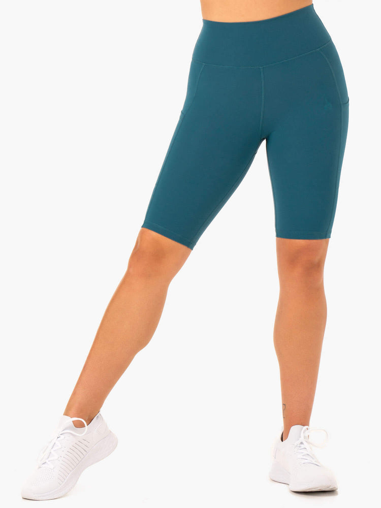 Shorts Ryderwear Reset High Waisted Pocket Bike Turquoise Femme | XOS-06509084