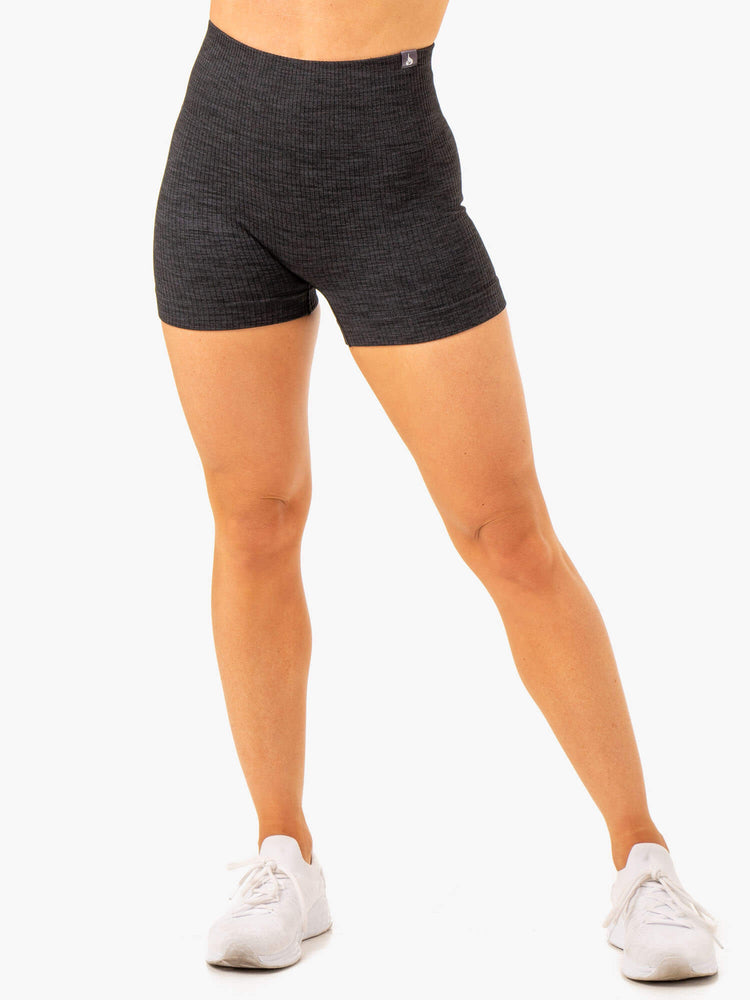 Shorts Ryderwear Rib Seamless Noir Femme | ICY-14484530