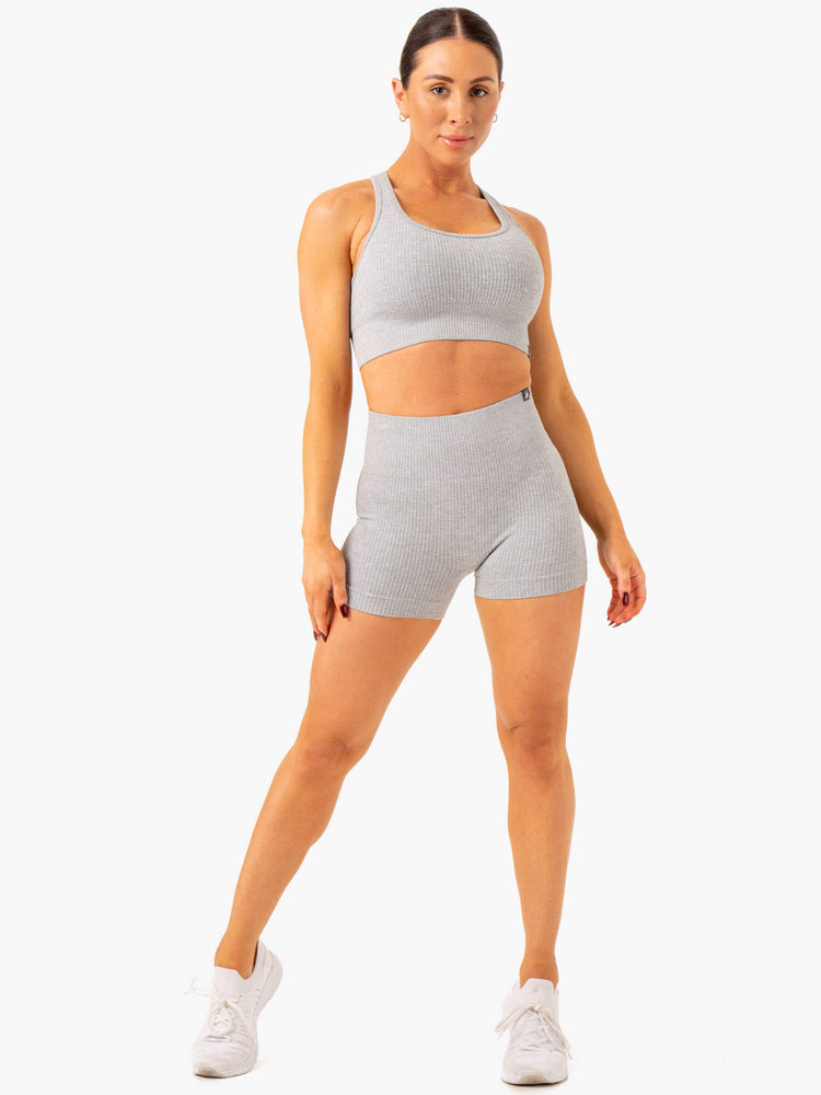 Shorts Ryderwear Rib Seamless Grise Clair Femme | YEV-43000322