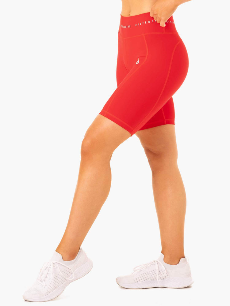 Shorts Ryderwear Reflex High Waisted Bike Rouge Femme | GQH-11865782