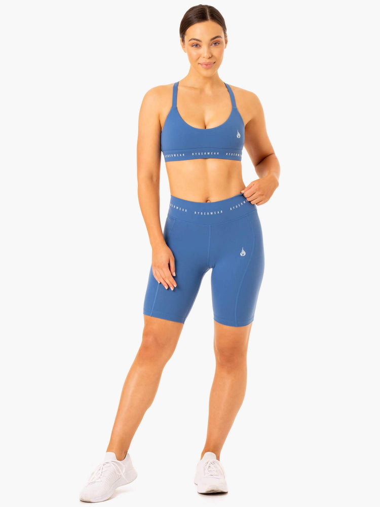 Shorts Ryderwear Reflex High Waisted Bike Bleu Femme | BEZ-86560781