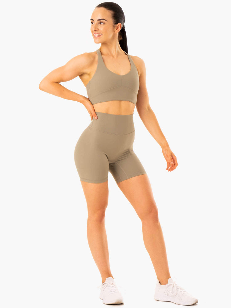 Shorts Ryderwear Nkd Refine High Waisted Kaki Femme | CEX-74694498