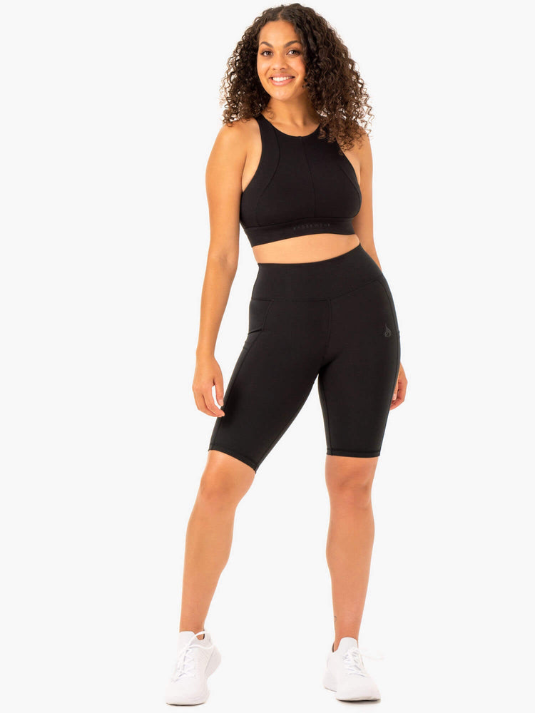 Shorts Ryderwear Reset High Waisted Pocket Bike Noir Femme | NFX-16768814