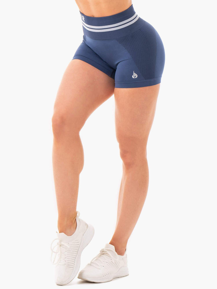 Shorts Ryderwear Freestyle Seamless High Waisted Bleu Femme | YKH-88445357