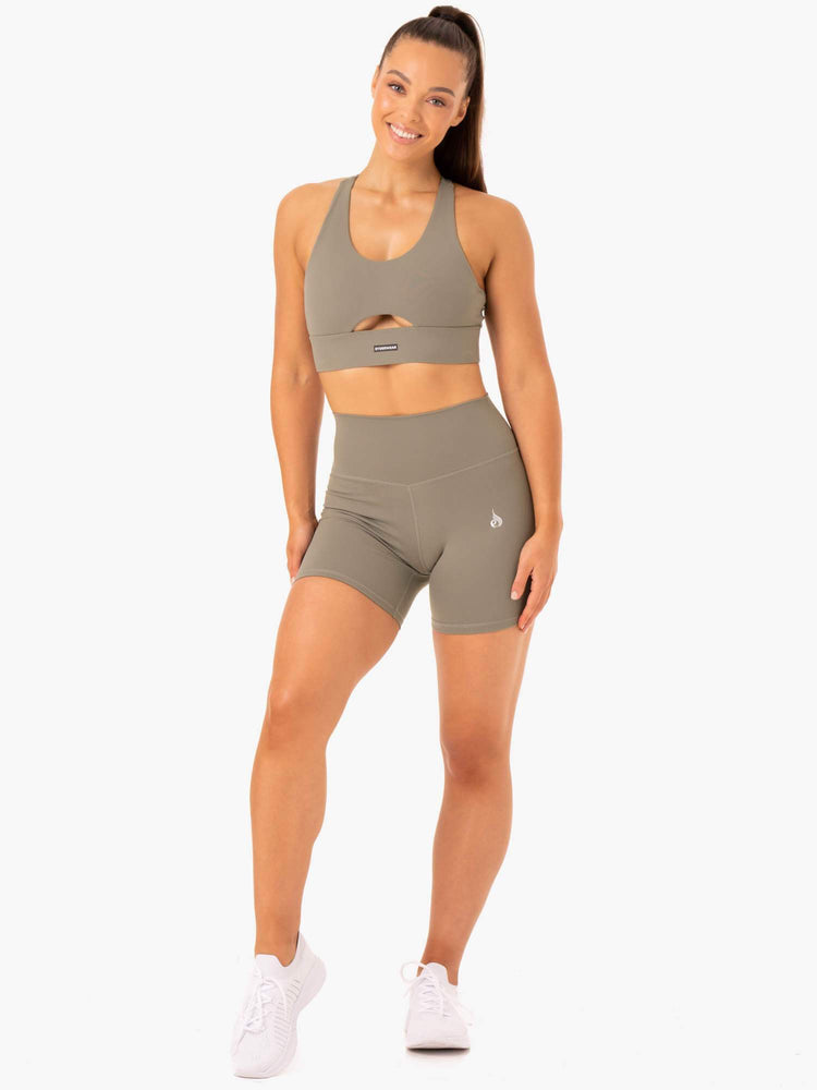 Shorts Ryderwear Base High Waisted Kaki Femme | HUG-86398450