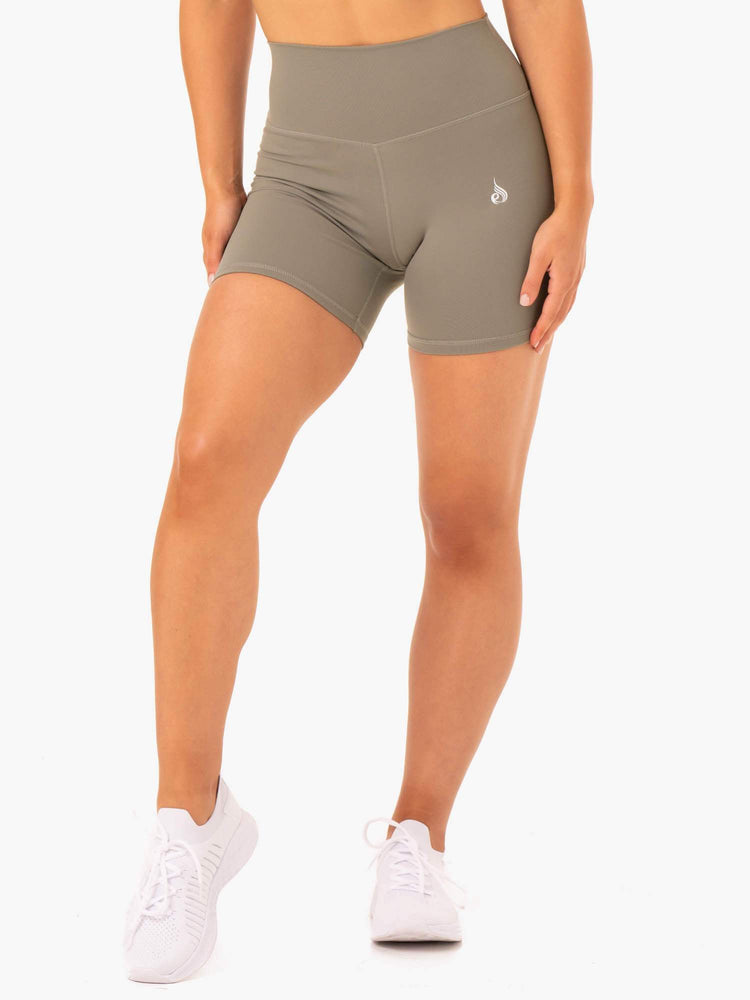 Shorts Ryderwear Base High Waisted Kaki Femme | HUG-86398450