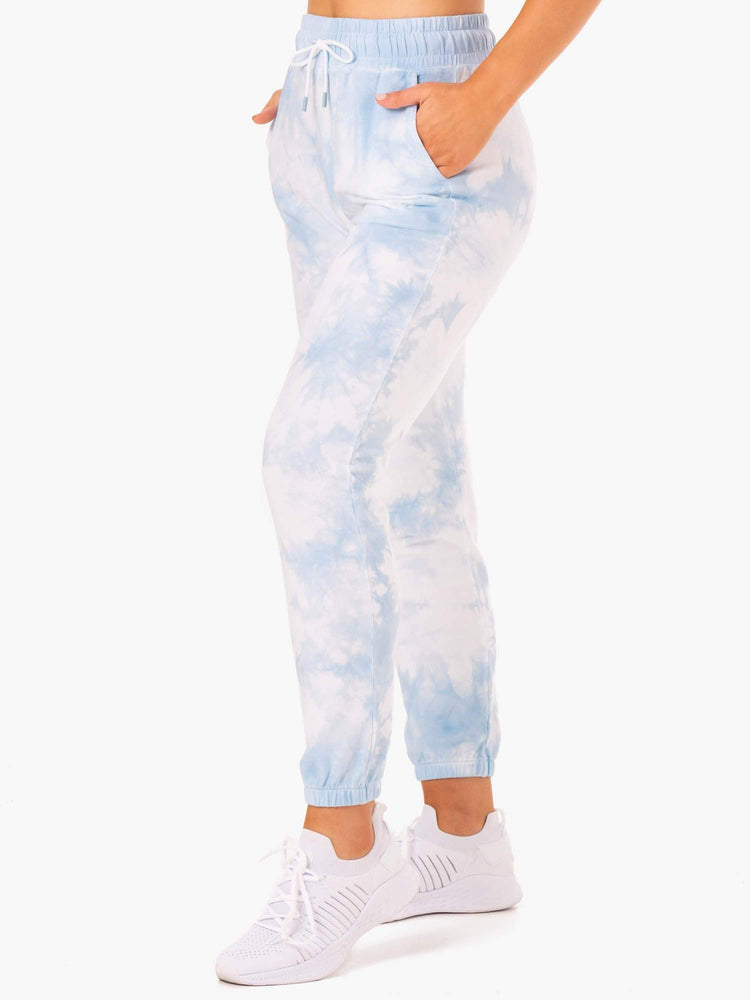 Pantalon Ryderwear Tie Dye High Waisted Piste Bleu Femme | OLO-70839332