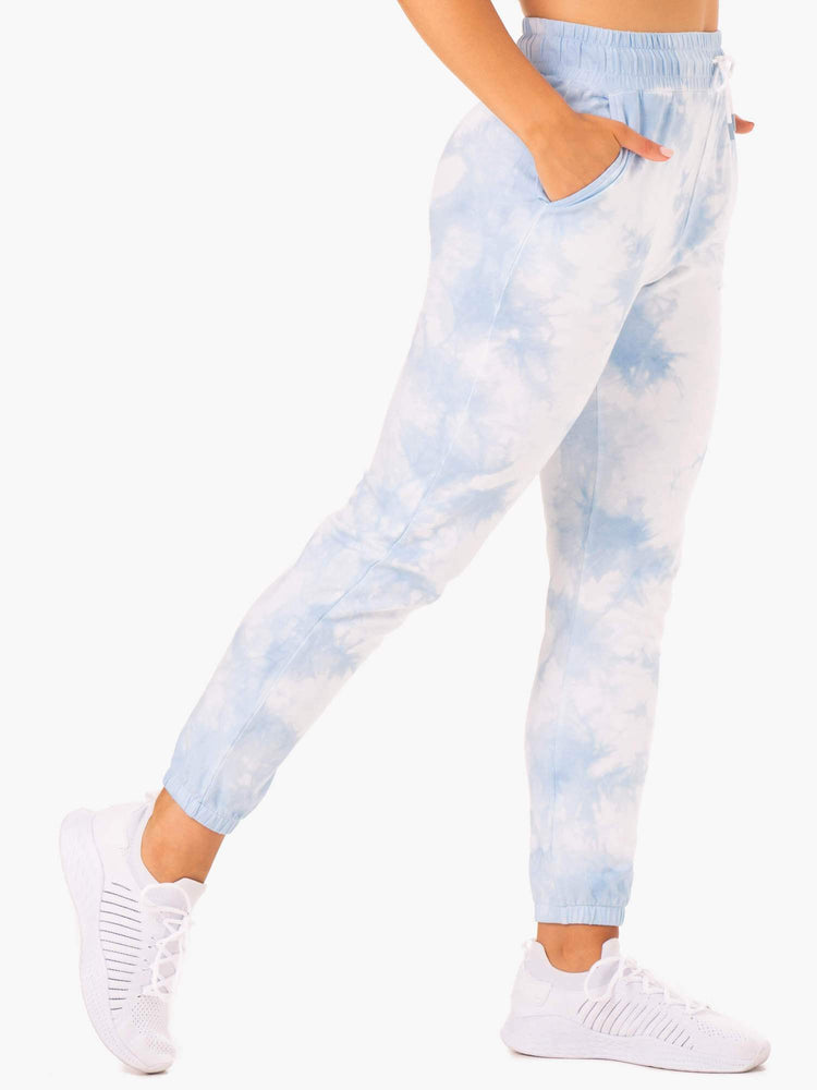 Pantalon Ryderwear Tie Dye High Waisted Piste Bleu Femme | OLO-70839332