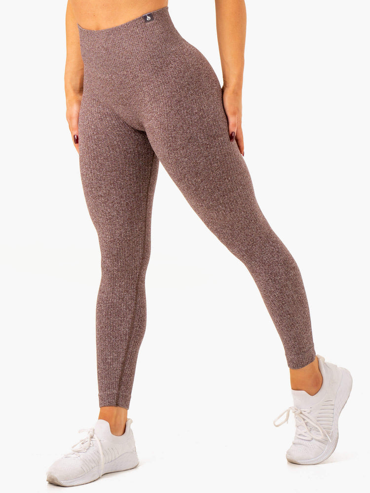 Leggings Ryderwear Rib Seamless Chocolat Femme | IGD-99915843