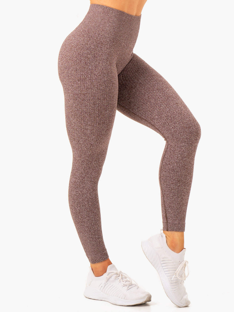 Leggings Ryderwear Rib Seamless Chocolat Femme | IGD-99915843