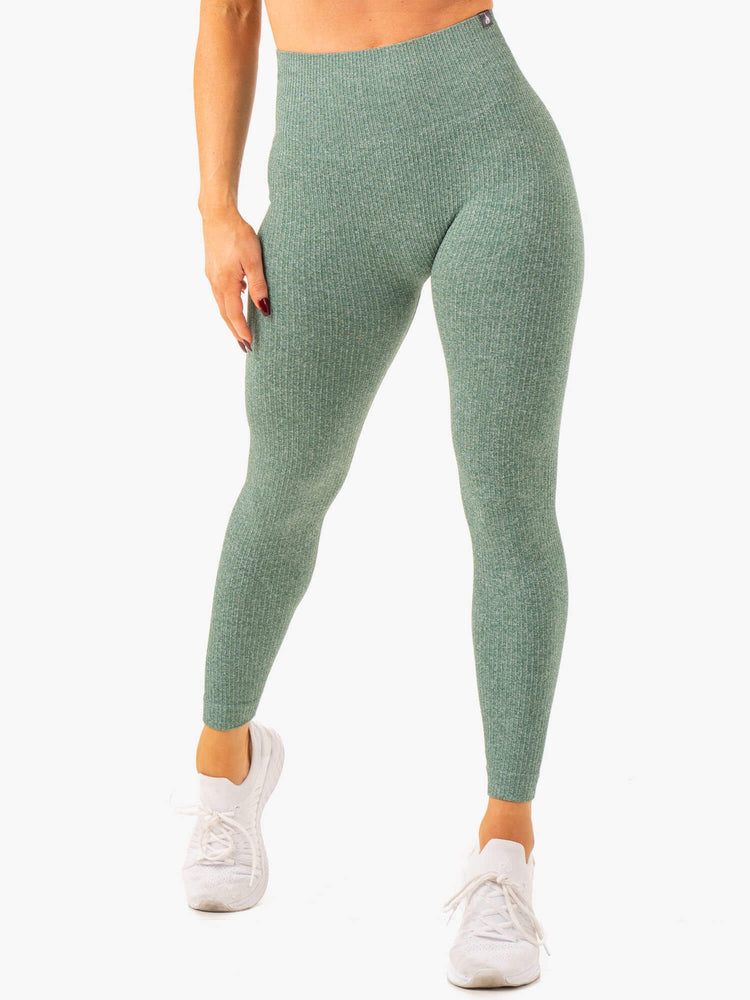 Leggings Ryderwear Rib Seamless Vert Femme | IQK-85801252