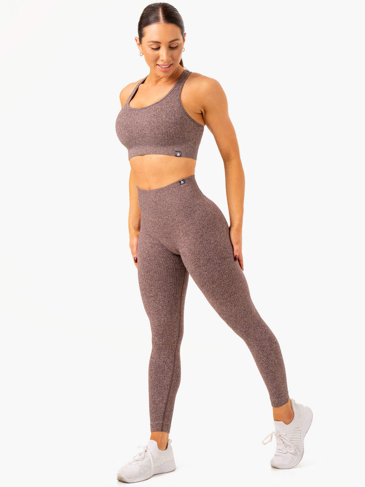 Leggings Ryderwear Rib Seamless Chocolat Femme | IGD-99915843