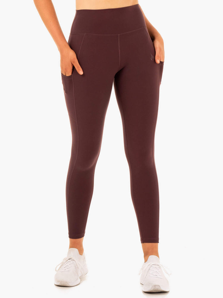 Leggings Ryderwear Reset High Waisted Pocket Chocolat Femme | XYN-16086389