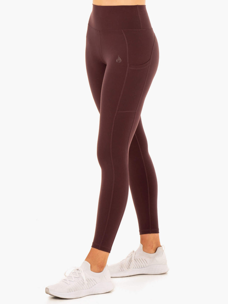 Leggings Ryderwear Reset High Waisted Pocket Chocolat Femme | XYN-16086389