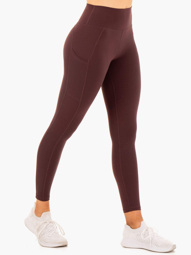 Leggings Ryderwear Reset High Waisted Pocket Chocolat Femme | XYN-16086389