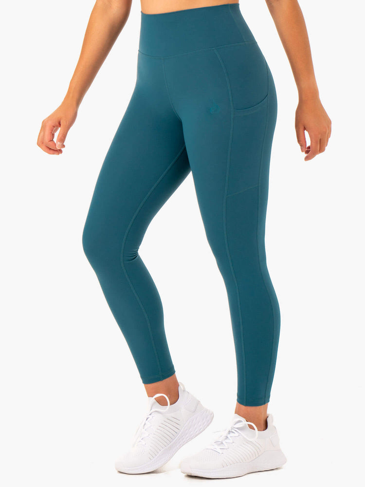 Leggings Ryderwear Reset High Waisted Pocket Turquoise Femme | VJI-40955317