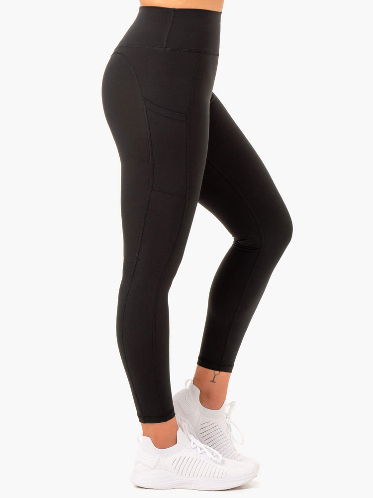 Leggings Ryderwear Reset High Waisted Pocket Noir Femme | MYB-62613302