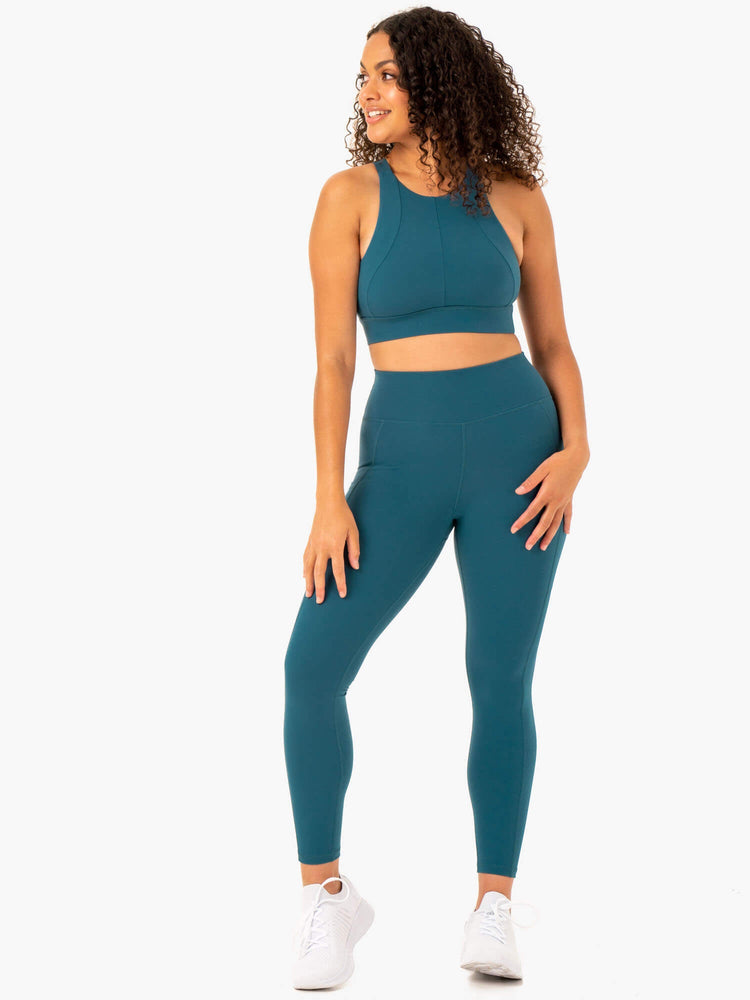 Leggings Ryderwear Reset High Waisted Pocket Turquoise Femme | VJI-40955317