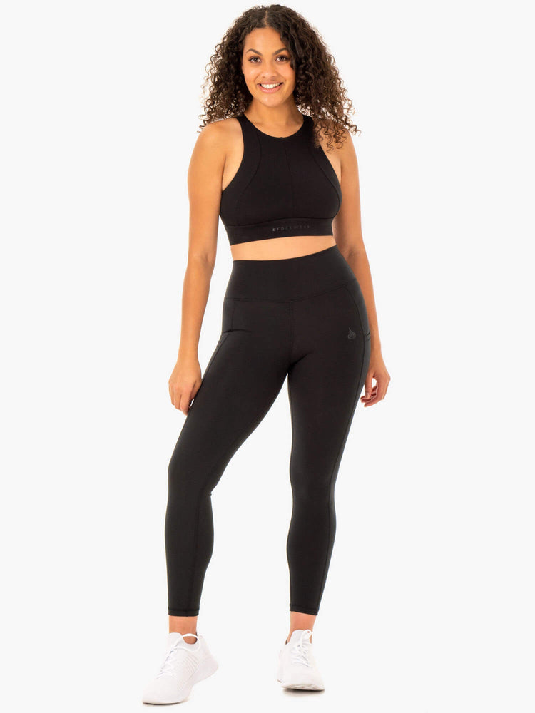 Leggings Ryderwear Reset High Waisted Pocket Noir Femme | MYB-62613302