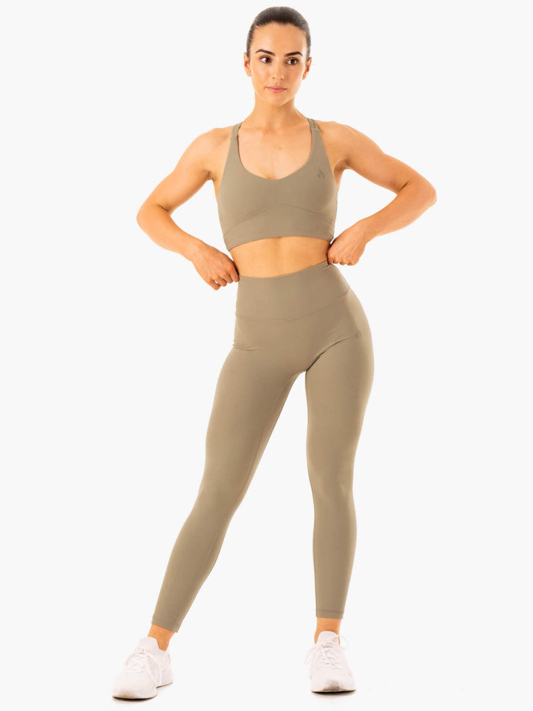 Leggings Ryderwear Nkd Refine High Waisted Kaki Femme | UJC-70246175