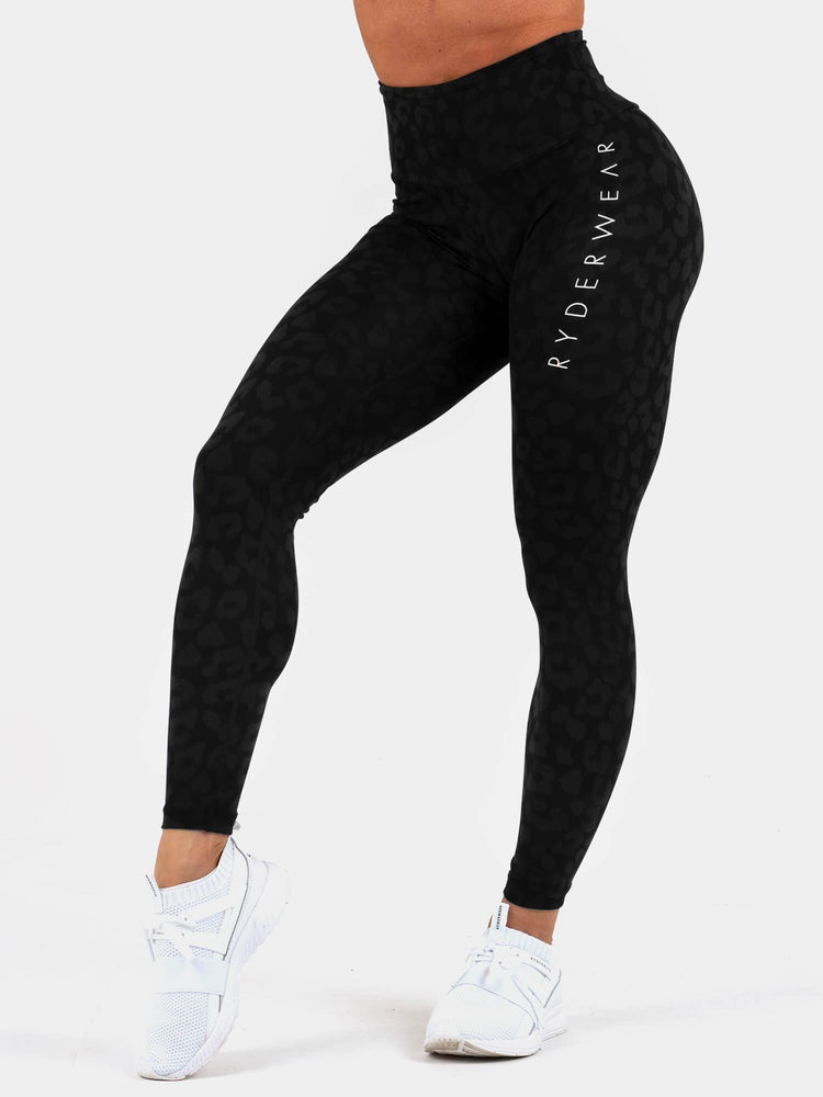 Leggings Ryderwear Instinct Scrunch Bum Noir Femme | URL-15209747