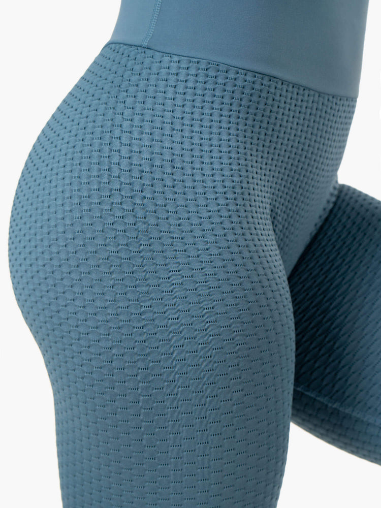 Leggings Ryderwear Honeycomb Scrunch Seamless Bleu Femme | SQC-58444135