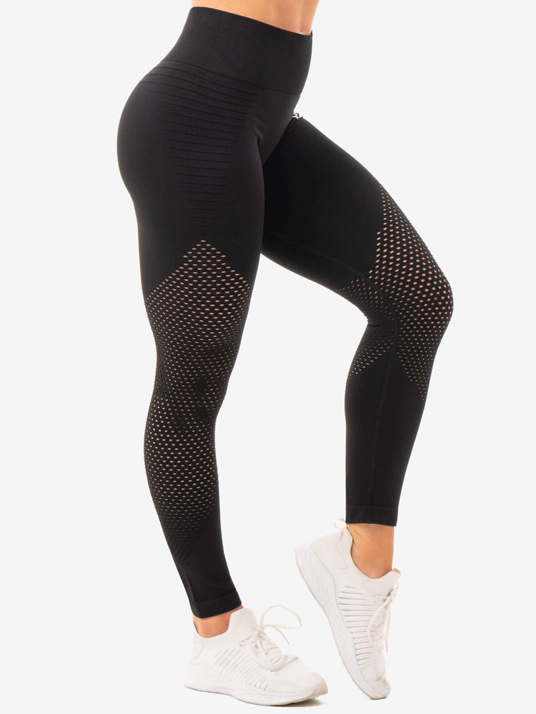 Leggings Ryderwear Geo Seamless High Waisted Noir Femme | GGZ-79664036